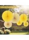 Leque de Papel Decorativo Amarelo Kit 6 Unidades