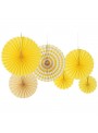 Leque de Papel Decorativo Amarelo Kit 6 Unidades