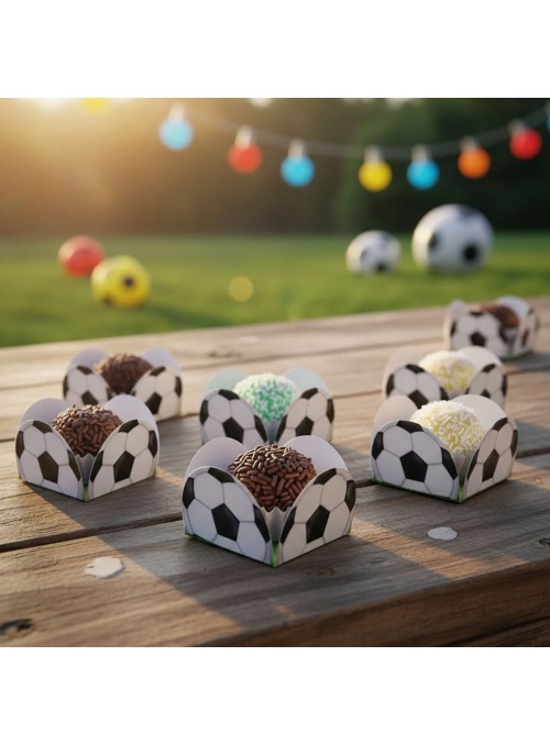 Porta Forminhas para Doces Festa Futebol 40 Unidades Junco