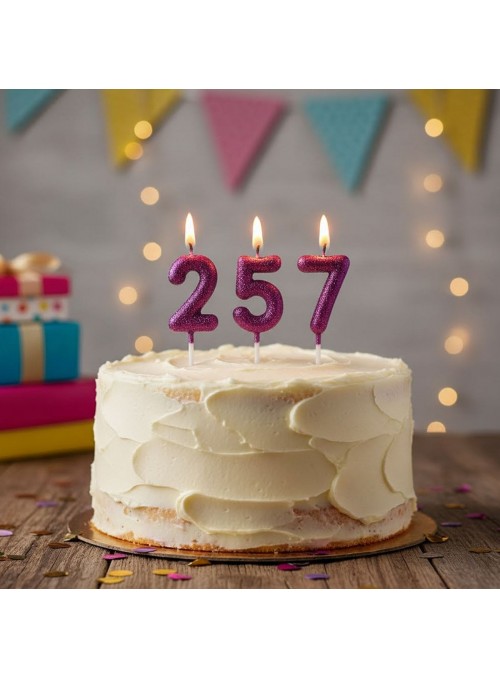 2 Unidades Vela De Aniversário Glitter Roxa Números A Escolher