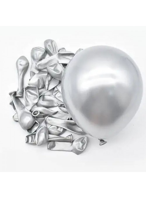 Balões de Látex Prata Metálico 05 Polegadas 13cm São Roque 25 Unidades