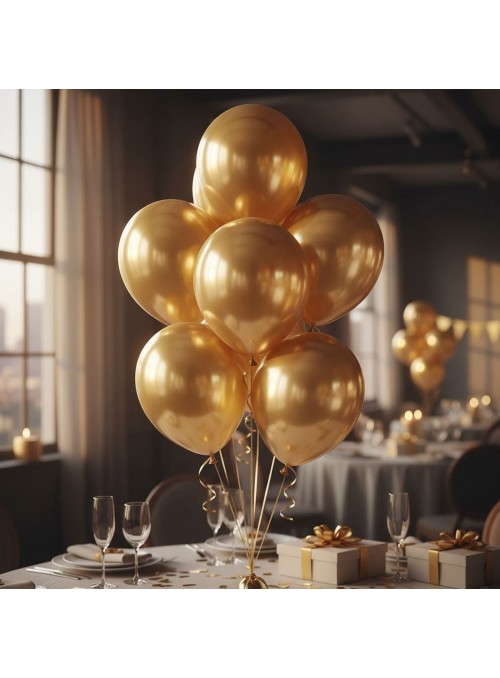 Balão de Látex Ouro Metallic 11 Polegadas 28cm São Roque 25 Unidades