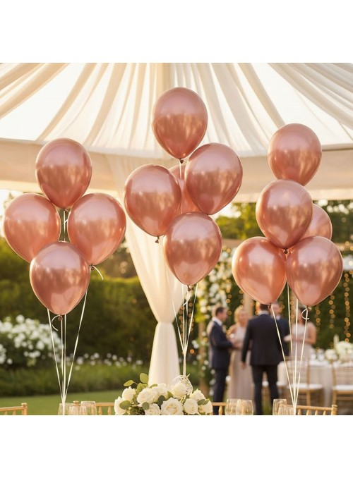 Balões de Látex Rose Gold Metálico 11 Polegadas 28cm São Roque 25 Unidades