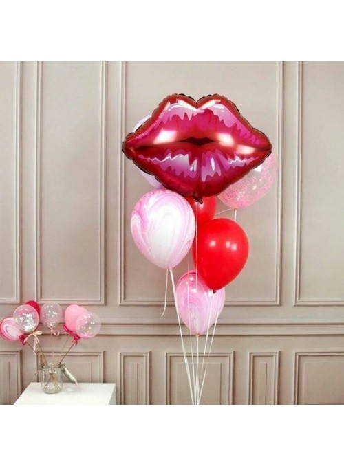Balão Metalizado Beijo Boca 30 Polegadas 76cm Ponto das Festas