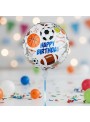 Balão Metalizado Happy Birthday Bolas de Esporte 18 Polegadas 43cm