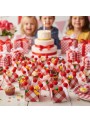Forminhas para Doces Xadrez Vermelho com Pompom Mesa Festa 20 Unidades
