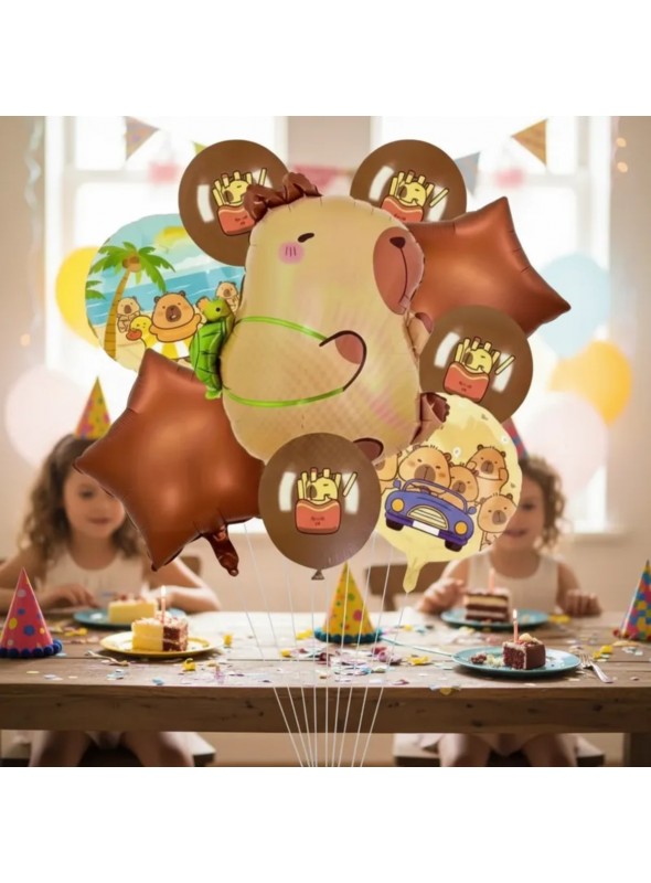 Kit Balão Metalizado Festa Capivara Com 9 Unidades