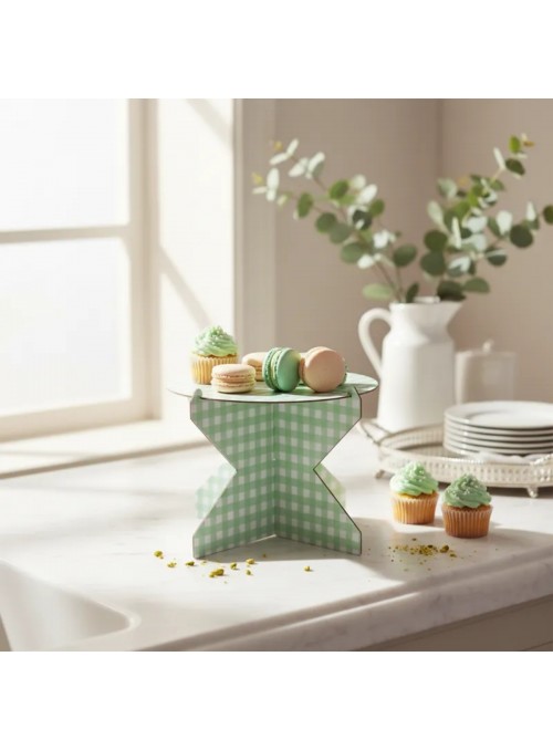 Boleira Desmontável Reutilizável Xadrez Vichy Vermelho 20cm Mesa Festa