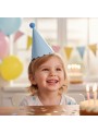 Chapéu de Aniversário Chapeuzinho Azul Céu Mesa Festa 5 Unidades