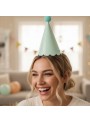 Chapéu de Aniversário Chapeuzinho Verde Menta Mesa Festa 5 Unidades