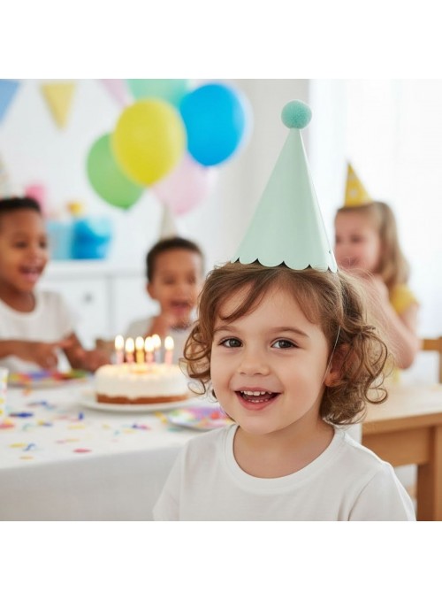 Chapéu de Aniversário Chapeuzinho Verde Menta Mesa Festa 5 Unidades