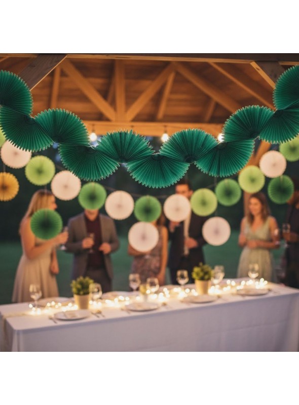 Guirlanda Leque de Papel de Seda Verde Folha 1,5m 1 Unidade