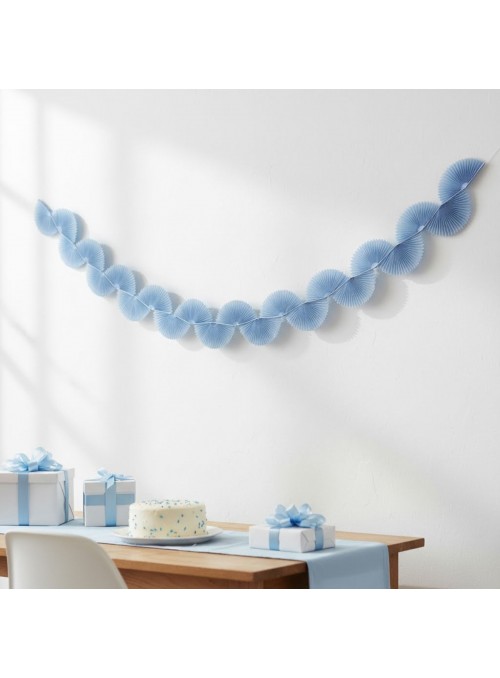 Guirlanda Leque de Papel de Seda Azul Jeans 1,5m 1 Unidade