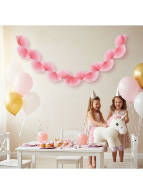 Guirlanda Leque de Papel de Seda Rosa Tutti Frutti 1,5m 1 Unidade