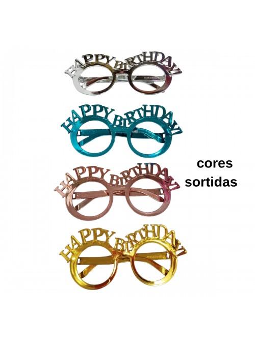 Óculos Divertido Happy Birthday Cor Sortida Kit Festa Adereços Bam Festas