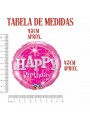 Balão Metalizado Feliz Aniversário Rosa 18 Polegadas 45cm Flutua