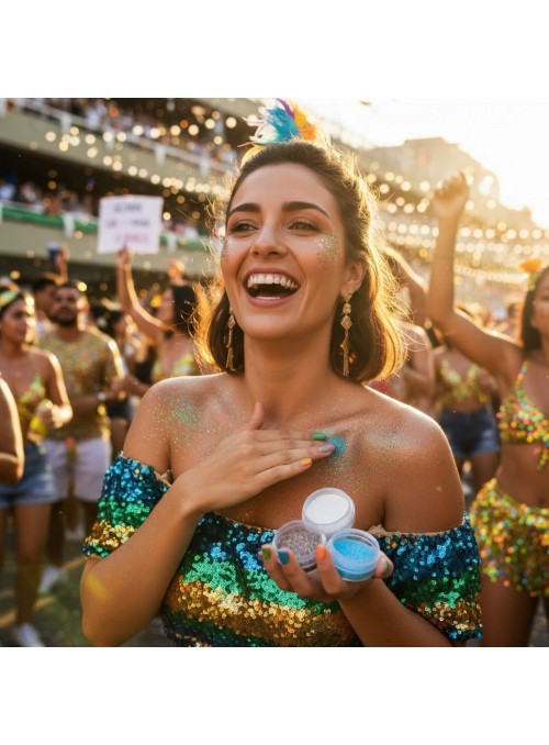 Kit 3unid Glitter Para Maquiagem Com Cola Carnaval Fantasia