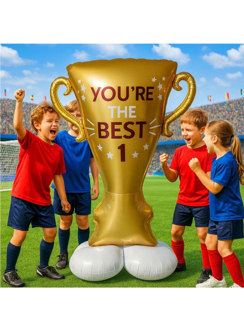 Balão Metalizado Troféu Dourado Com Base Grande 127cm