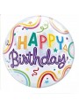 Balão Bubble Happy Birthday Colorido 18 Polegadas 45cm