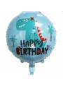 Balão Metalizado Happy Birthday Dinossauro 45cm 18 Polegadas