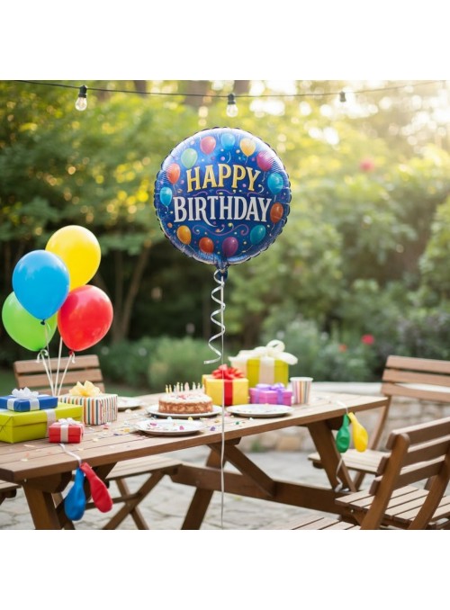 Balão Metalizado Aniversário Happy Bday Bandeirinha 45cm