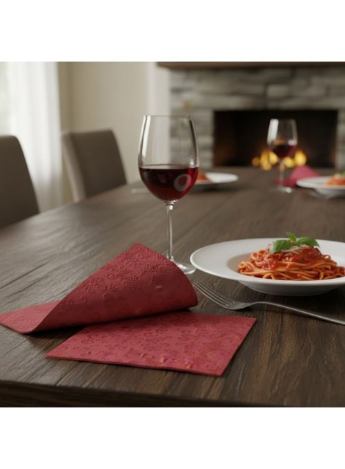 Guardanapo de Papel Alto Relevo Vermelho 33cm x 33cm Silver Festas 20 Unidades