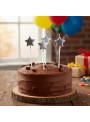 Vela de Aniversário Estrela Prata 13,5cm Silver Festas 4 Unidades