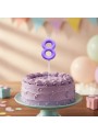 Vela de Aniversário Número 8 Lilás Candy Colors Silver Festas