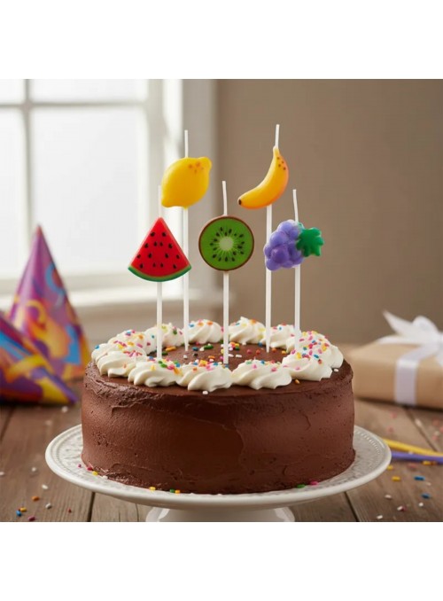 Vela Para Bolo De Aniversário Frutas Tropicais Com 5 Und