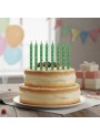 Velas de Bolo Aniversário Espiral Verde Metalizada Silver Festas 8 unidades