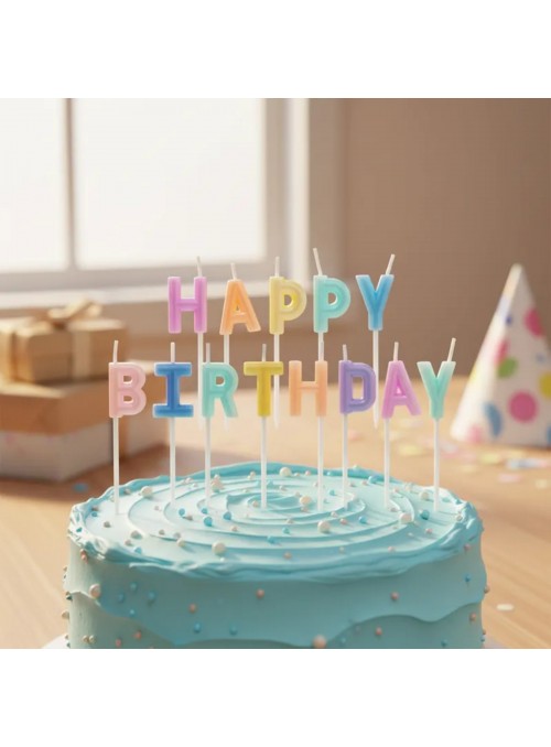 Vela De Aniversário Happy Birthday Candy Color Perolada