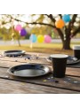 Kit Prato e Copo de Papel Descartáveis de Festa Preto Silver Festas - 10 unidades de cada