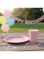 Kit Prato e Copo de Papel Descartáveis de Festa Rosa Claro Silver Festas - 10 unidades de cada