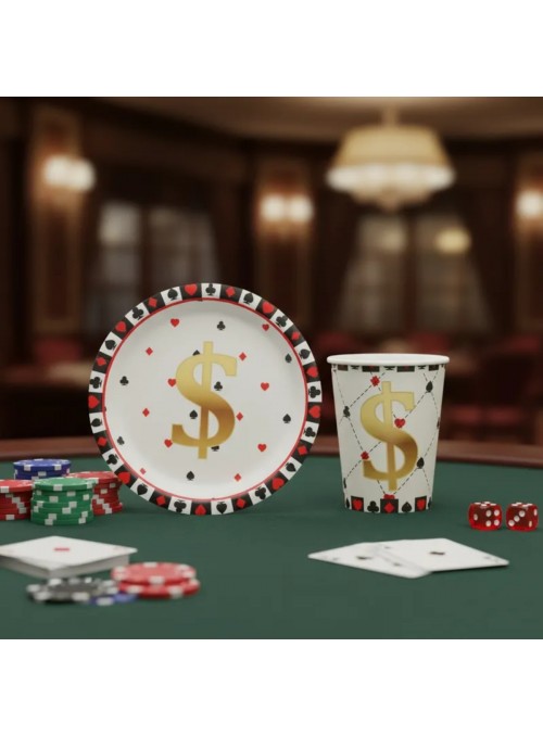 Prato E Copo De Papel Festa Cassino 10 Pratos E 10 Copos