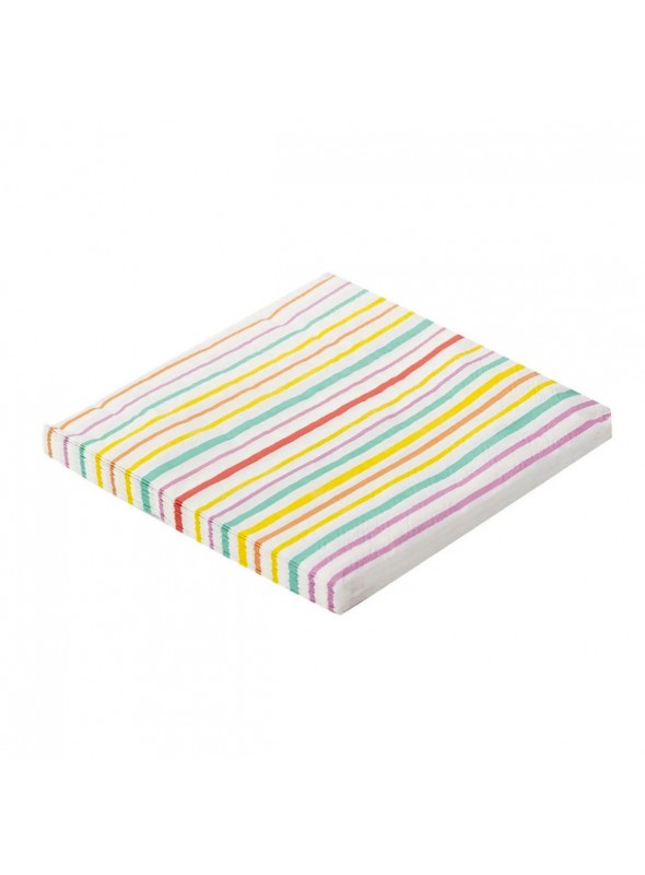 Guardanapo de Papel Folha Dupla Listras Coloridas 32x32 Silver Festas 20 Unidades