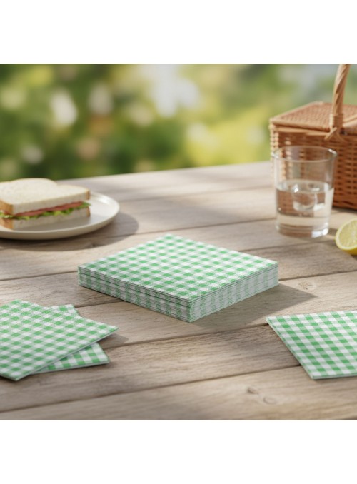 Guardanapo de Papel Folha Dupla Xadrez Verde Festa Junina 33x33 Silver Festas 20 Unidades