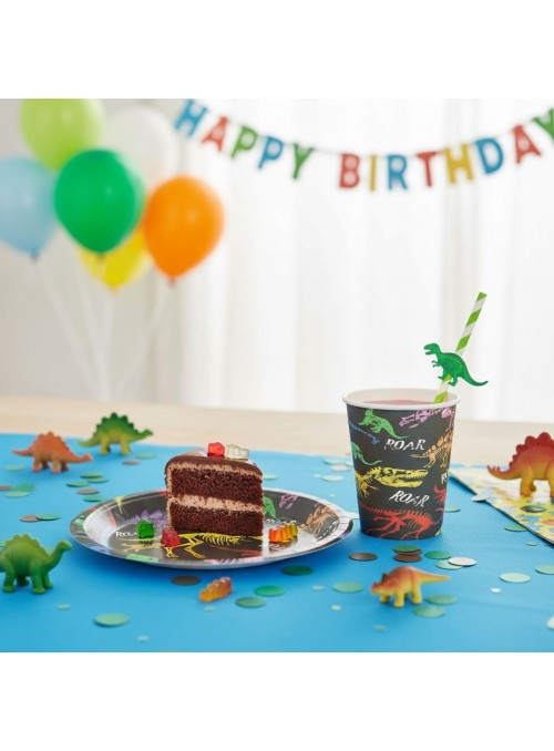 Prato E Copo De Papel Festa Dinossauro Colorido 10 Pratos E 10 Copos