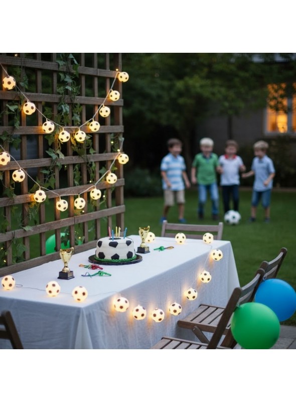 Cordão Luminoso Bolas De Futebol Branco Quente 2m A Pilha