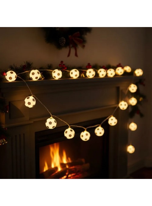 Cordão Luminoso Bolas De Futebol Branco Quente 2m A Pilha