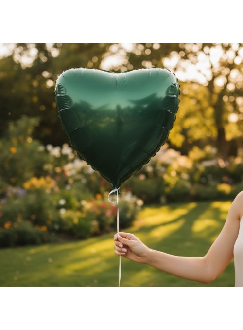 Balão Metalizado Coração Verde Musgo 20 Polegadas 50cm Flexmetal