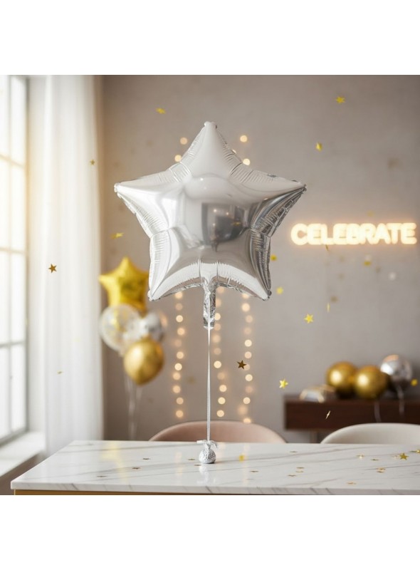 Balão Metalizado Estrela Prata 20 Polegadas 50cm