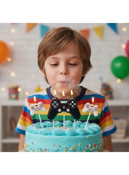 Vela de Aniversário Festa Vídeo Game 5 Unidades Silver Festas