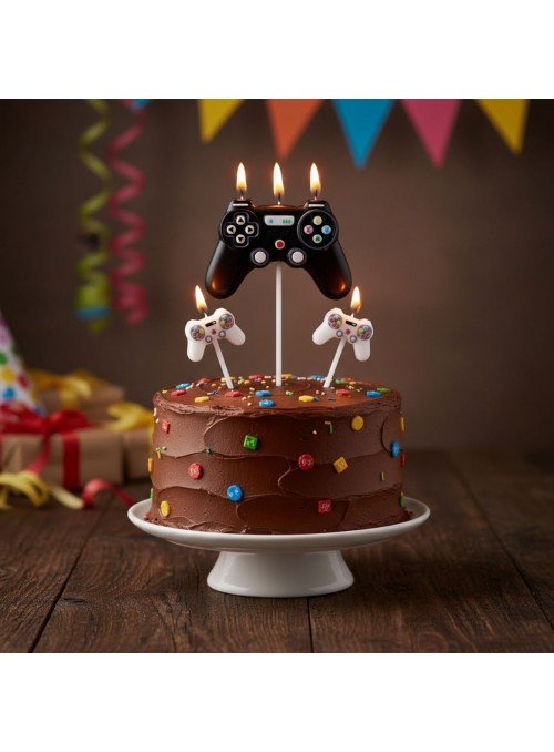 Vela de Aniversário Festa Vídeo Game 5 Unidades Silver Festas