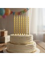 Vela De Aniversário Palito Ondulada Dourada Metaçizada 6 Und