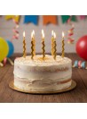 Vela De Aniversário Palito Ondulada Dourada Metalizada 6 Und