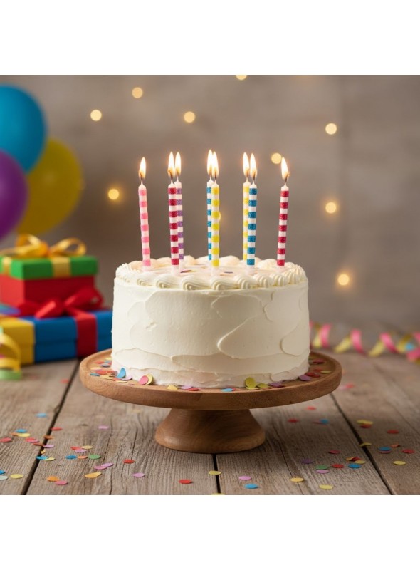 Vela de Aniversário Palito Glitter Colorida 6 Unidades