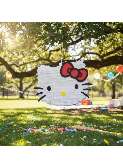 Pinhata Gatinha Fofa Com Bastão Máscara Confetes Bam Festas