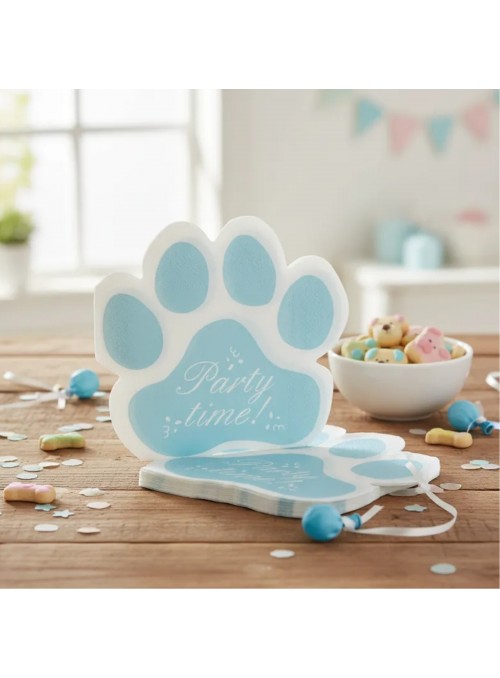 Guardanapo De Papel Formato Patinha Azul Bebê 33cm 20 Und