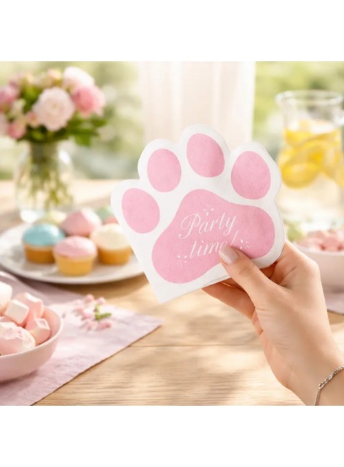 Guardanapo De Papel Formato Patinha Rosa Bebê 33cm 20 Und