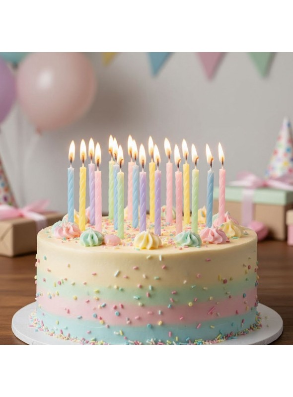 Vela De Aniversário Espiral Candy Colors 12 Unidades